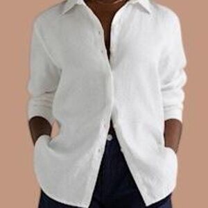 quince 100% european linen long sleeve shirt white size small